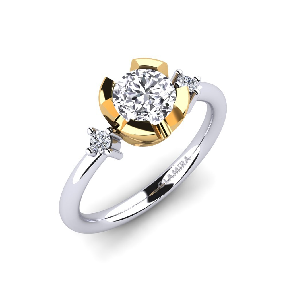 18k Oro Blanco & Amarillo Anillo de compromiso Adoray