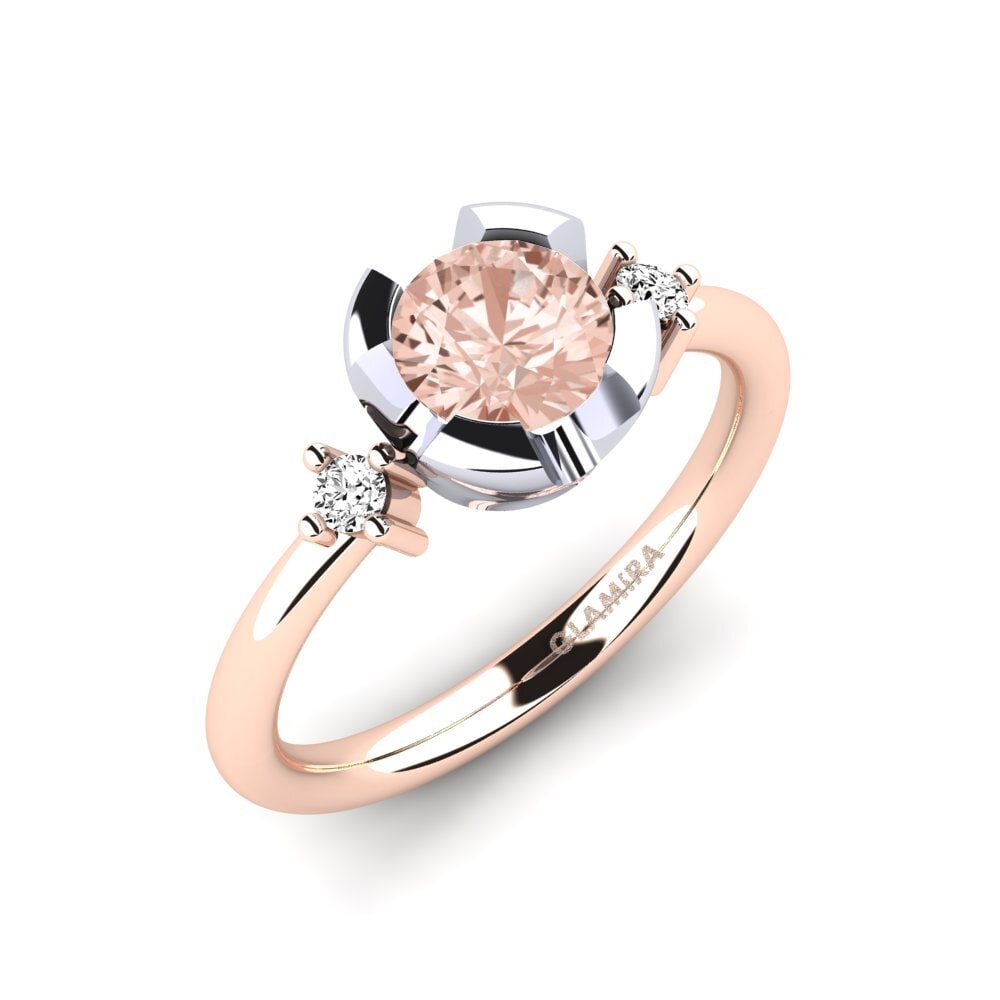 14k Oro Rosa & Blanco Morganita Anillo de compromiso Adoray