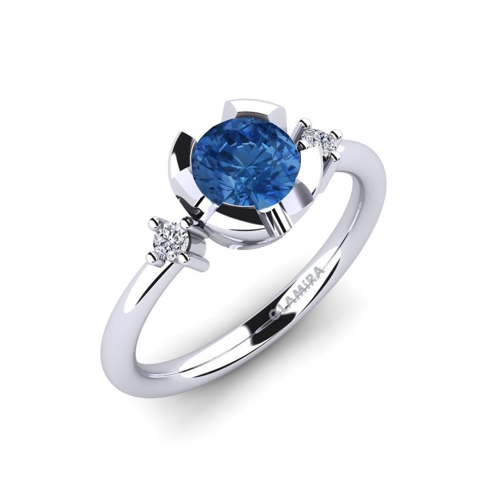 Dark Blue Zirconia Engagement Ring Adoray