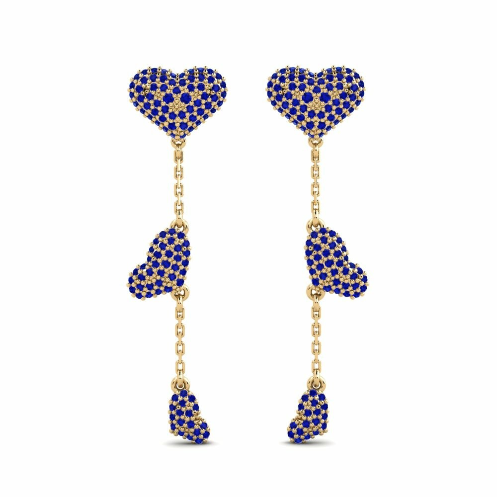 Or Jaune 14k Ronde Saphir Boucle d'oreille femme Adoraya A