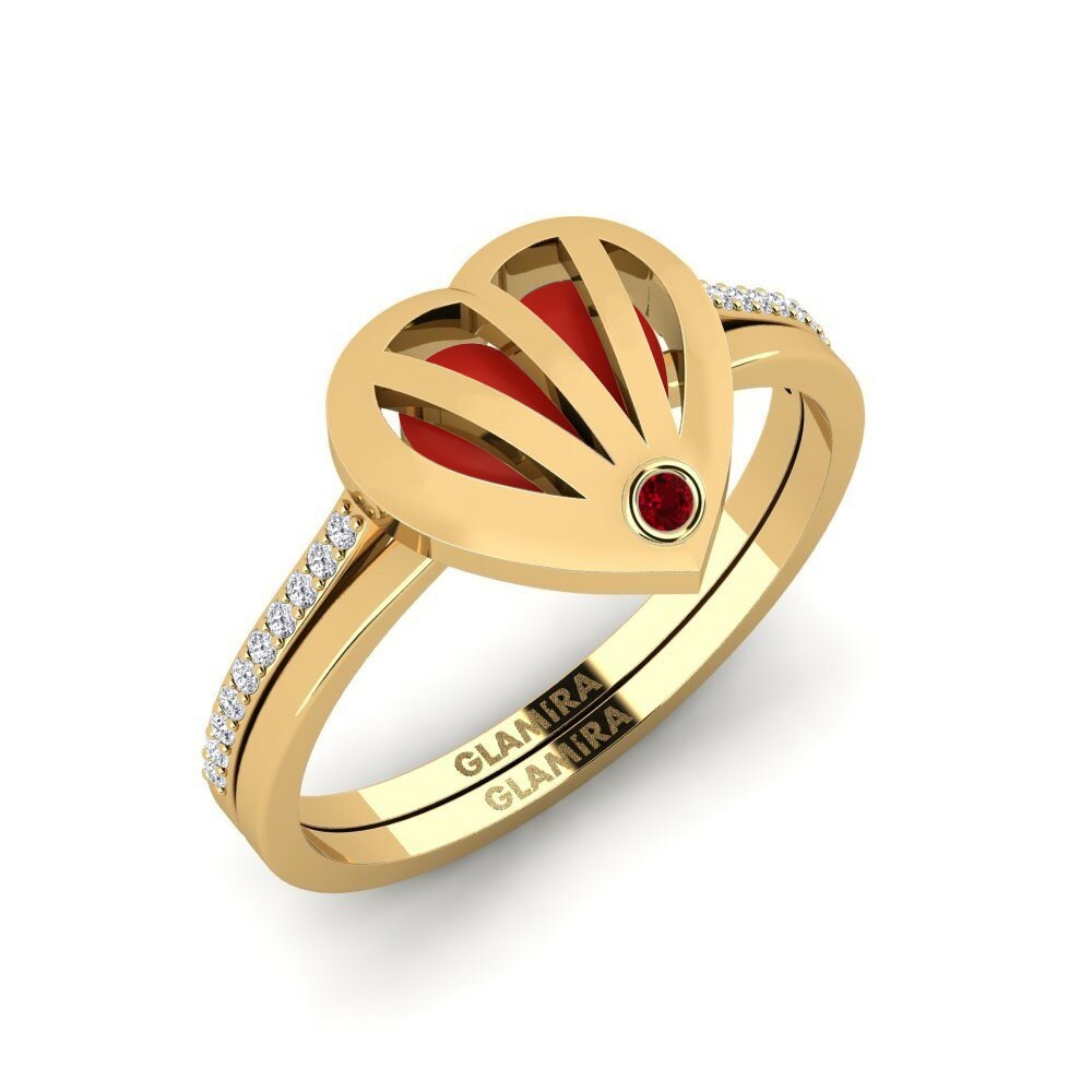 Circonita Roja Anillo Amoremio Set