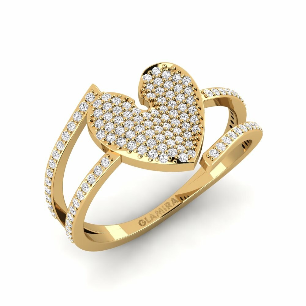 Heart LOVE / LUV / VERB COLLECTION GLAMIRA Ring Dioghras 585 Yellow Gold White Sapphire