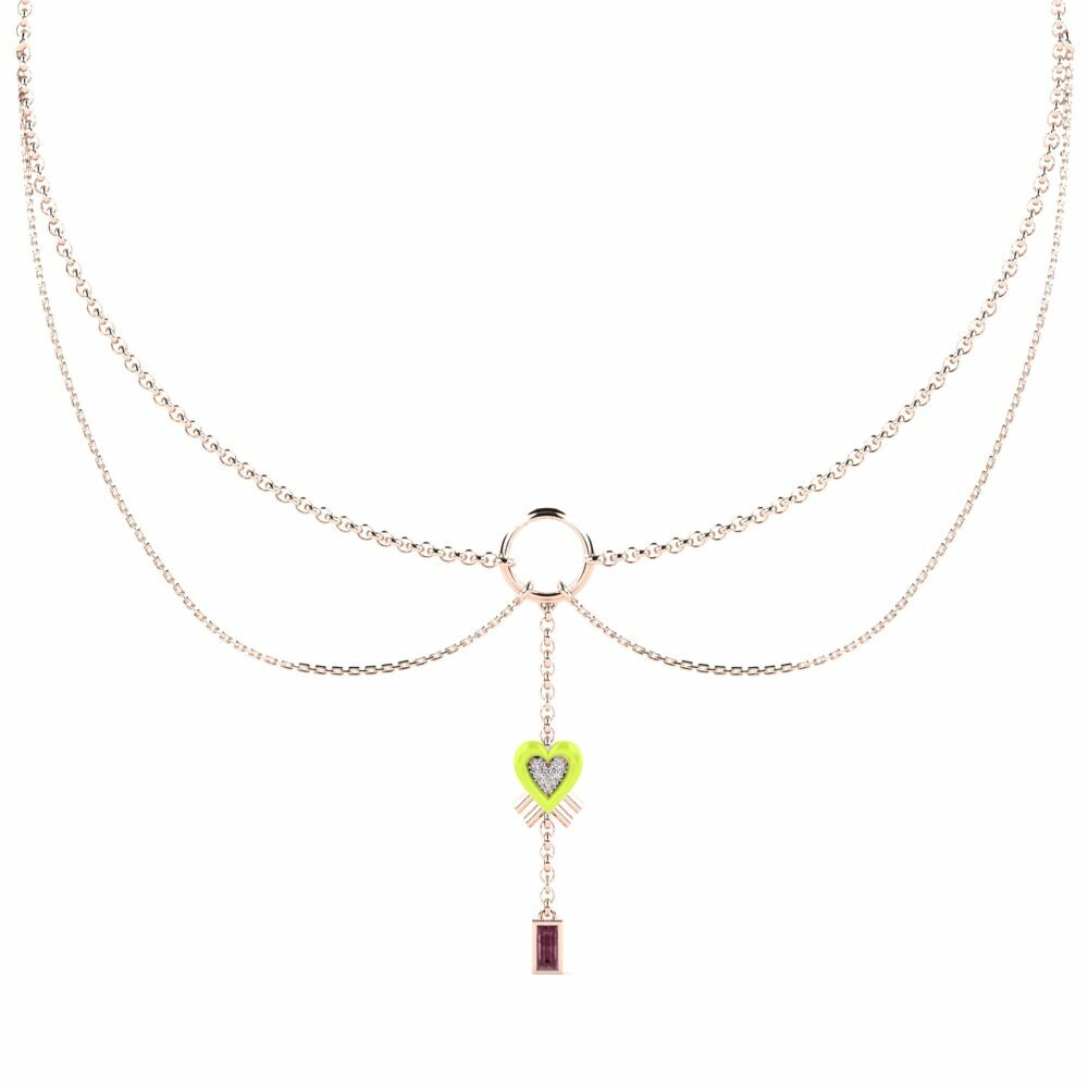 Vàng Hồng 9K Đá Rhodolite Dây chuyền choker nữ Exagerer