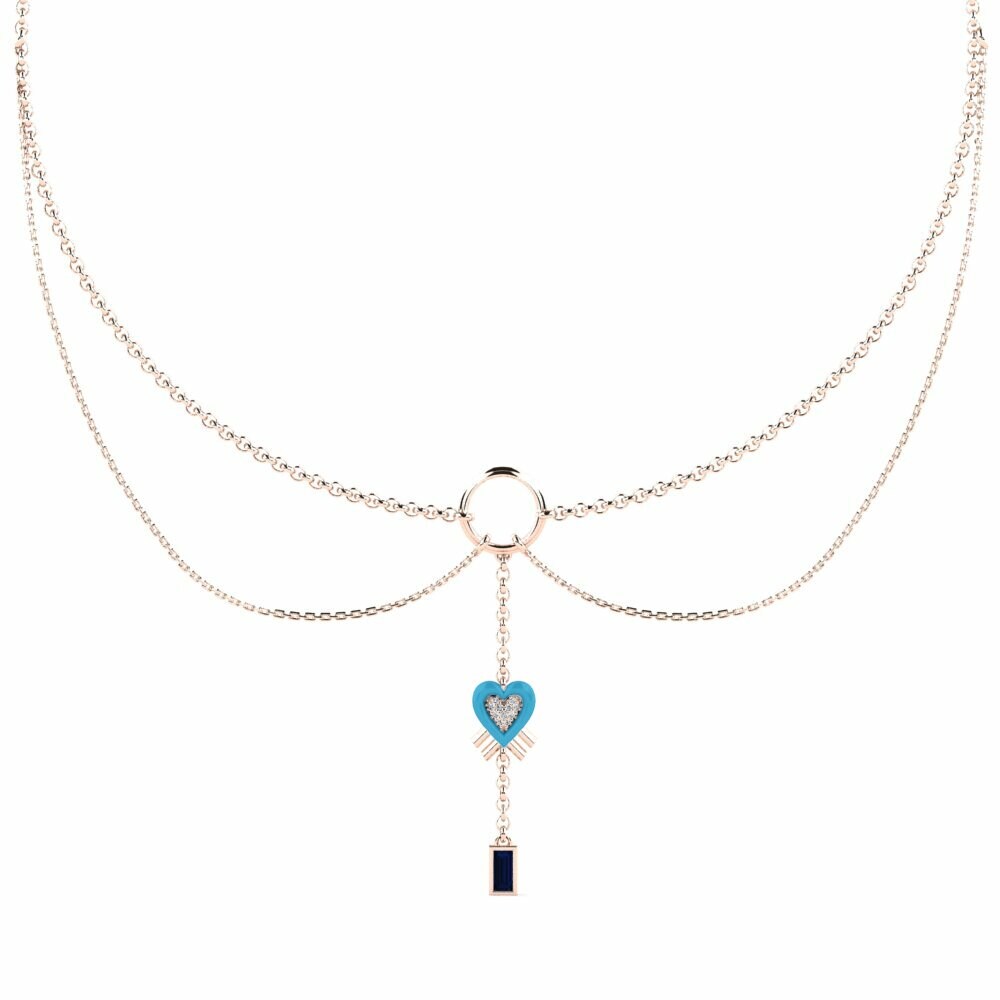 Vàng Hồng 9K Đá Sapphire Dây chuyền choker nữ Exagerer
