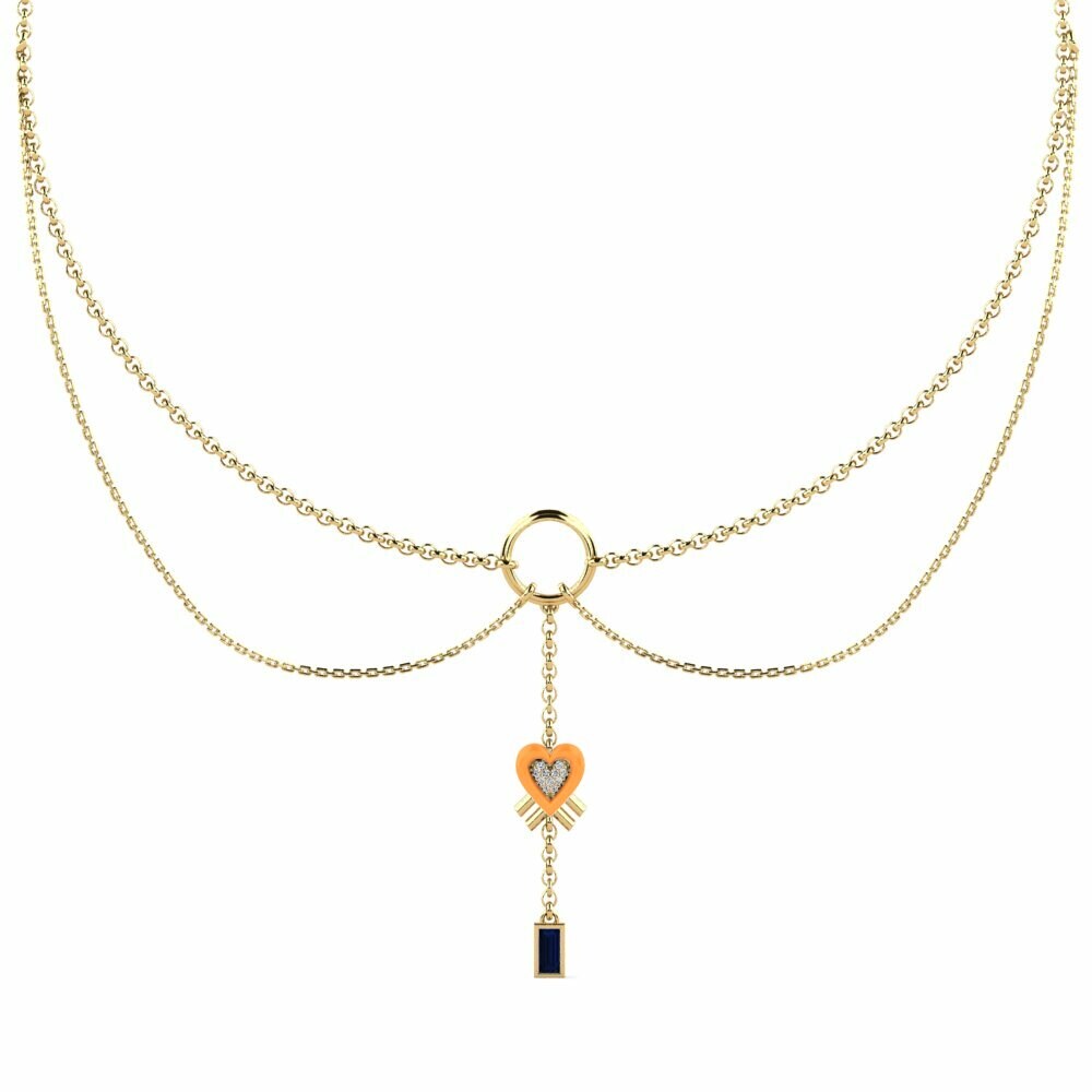 Vàng 9K Đá Sapphire Dây chuyền choker nữ Exagerer