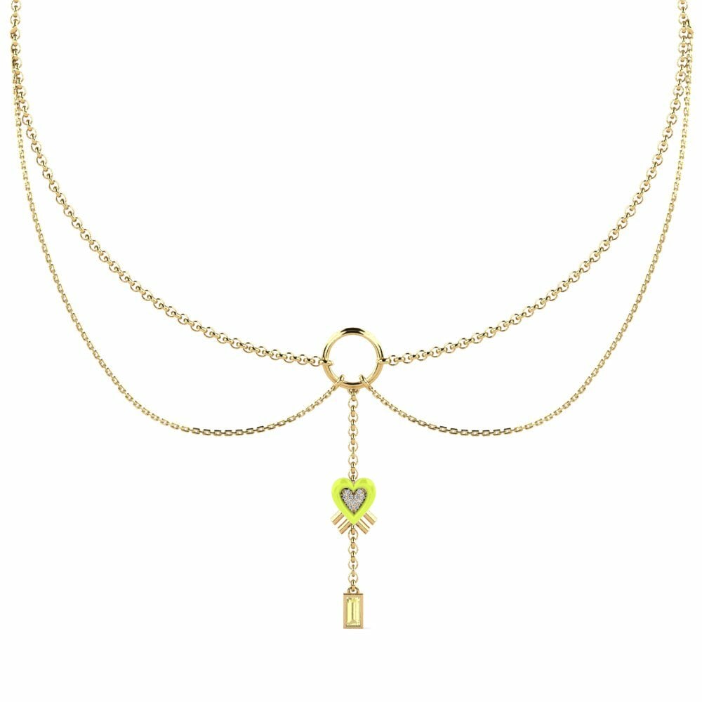 Vàng 9K Đá Sapphire Vàng Dây chuyền choker nữ Exagerer