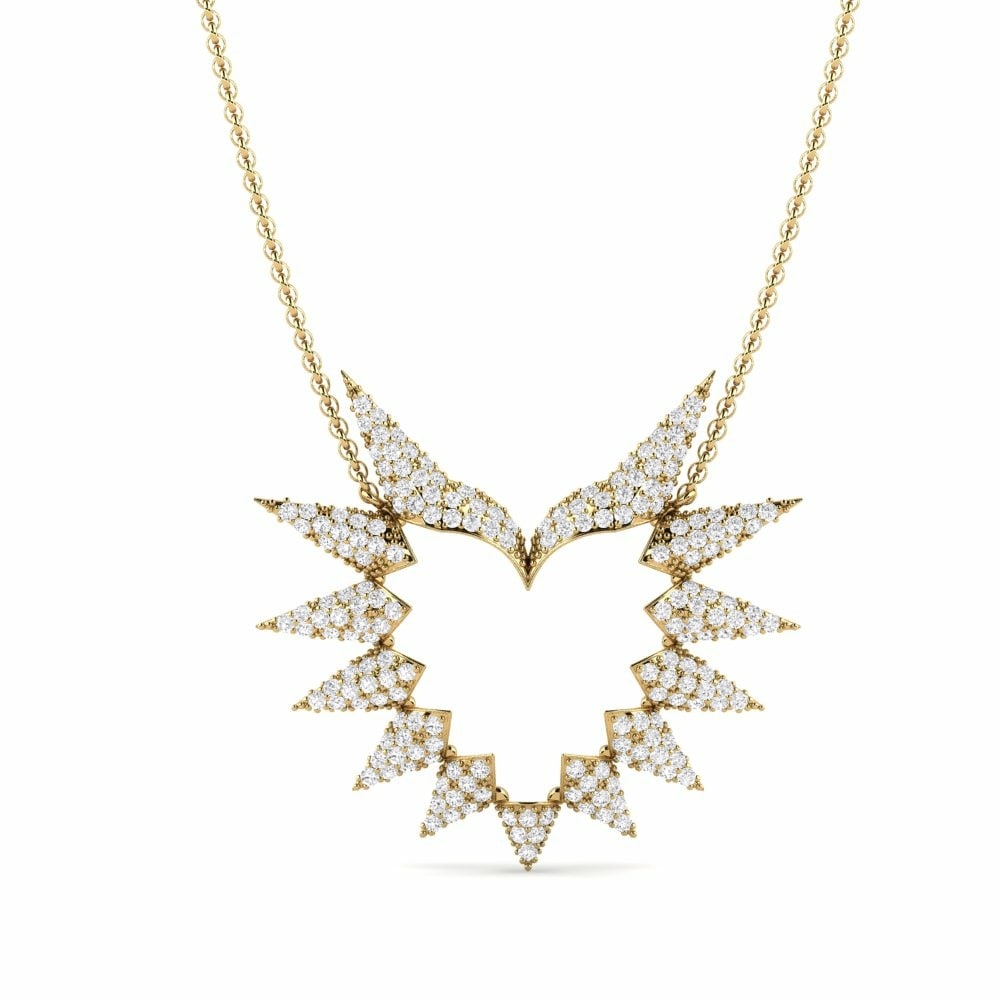 Heart LOVE / LUV / VERB COLLECTION GLAMIRA Necklace Madlylove 585 Yellow Gold White Sapphire