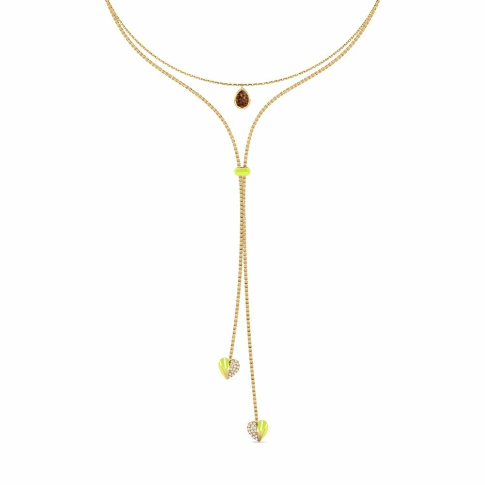 Vàng 9K Kim Cương Nâu Dây chuyền choker nữ Marilages