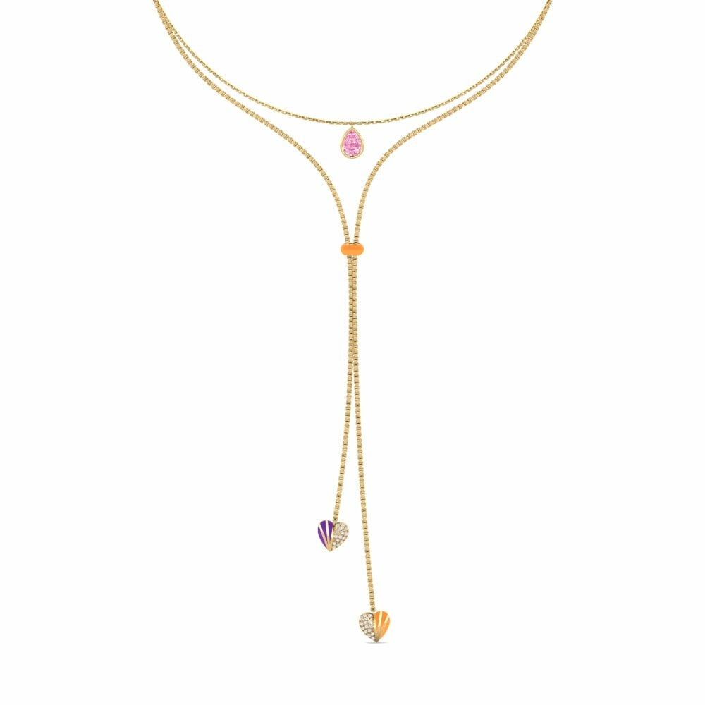 Vàng 9K Đá Sapphire Hồng Dây chuyền choker nữ Marilages