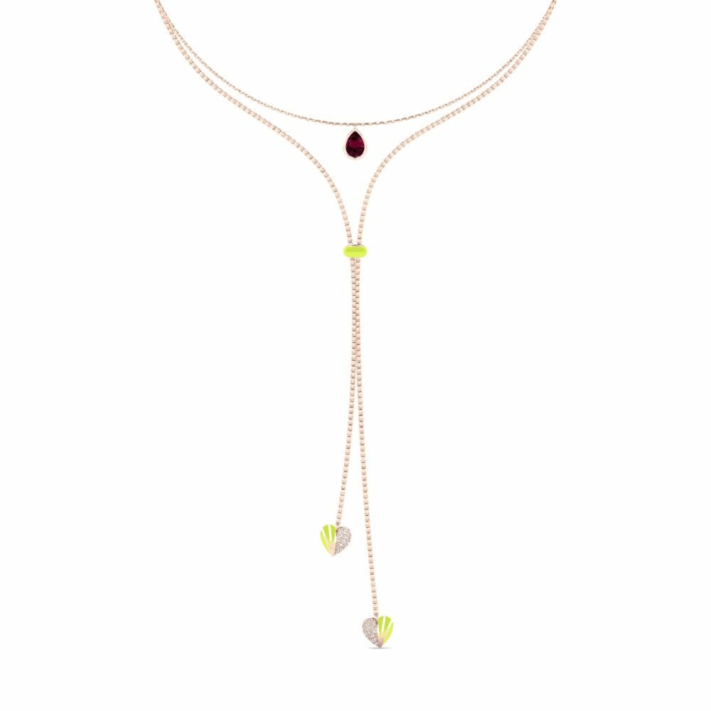 Vàng Hồng 9K Đá Rhodolite Dây chuyền choker nữ Marilages