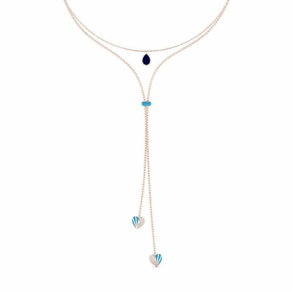 Vàng Hồng 9K Đá Sapphire Dây chuyền choker nữ Marilages