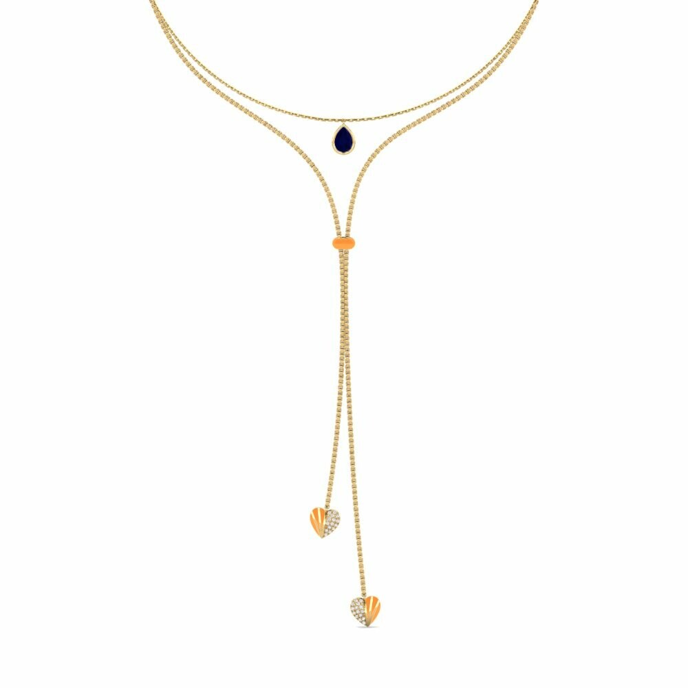 Vàng 9K Đá Sapphire Dây chuyền choker nữ Marilages