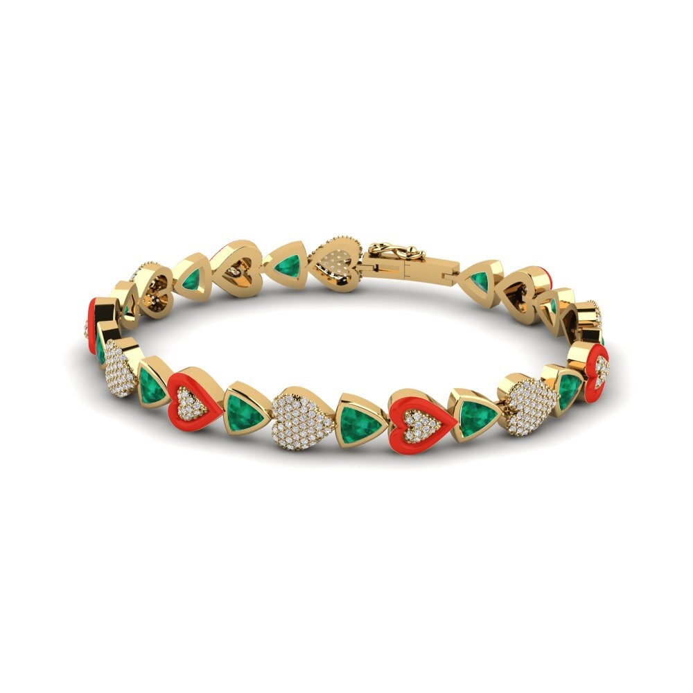 14k Oro Amarillo Esmeralda Pulsera de Mujer Operamore