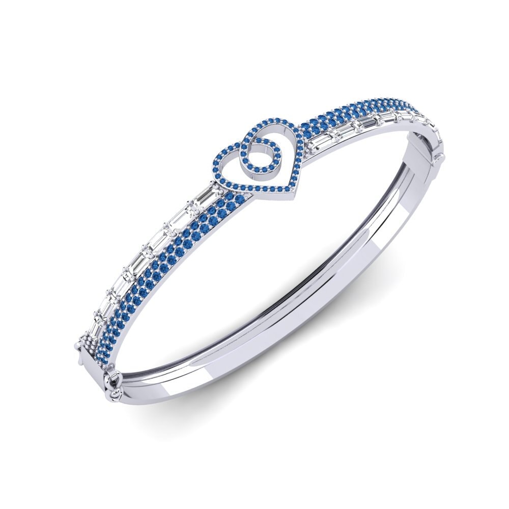 White Silver Dark Blue Zirconia Women's Bangle Pagsinta