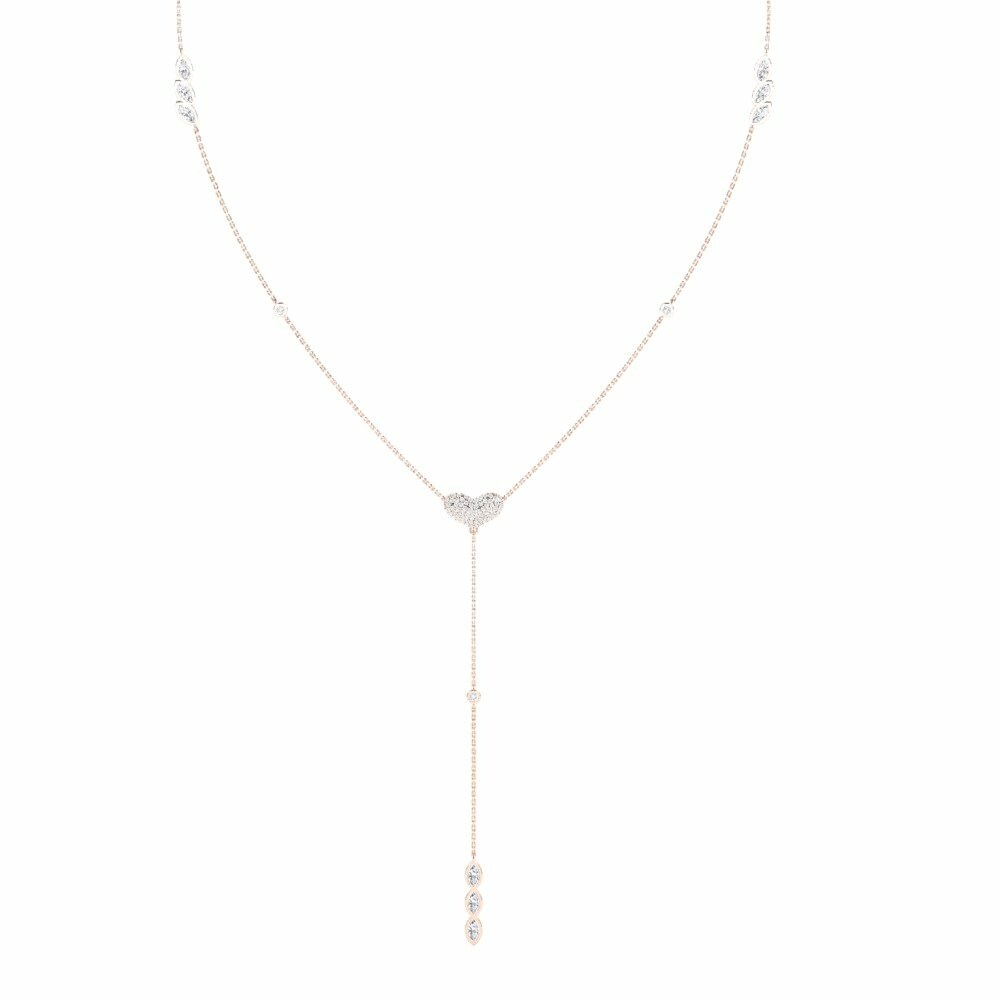 Lariat LOVE / LUV / VERB COLLECTION GLAMIRA Necklace Touha 585 Rose Gold White Sapphire