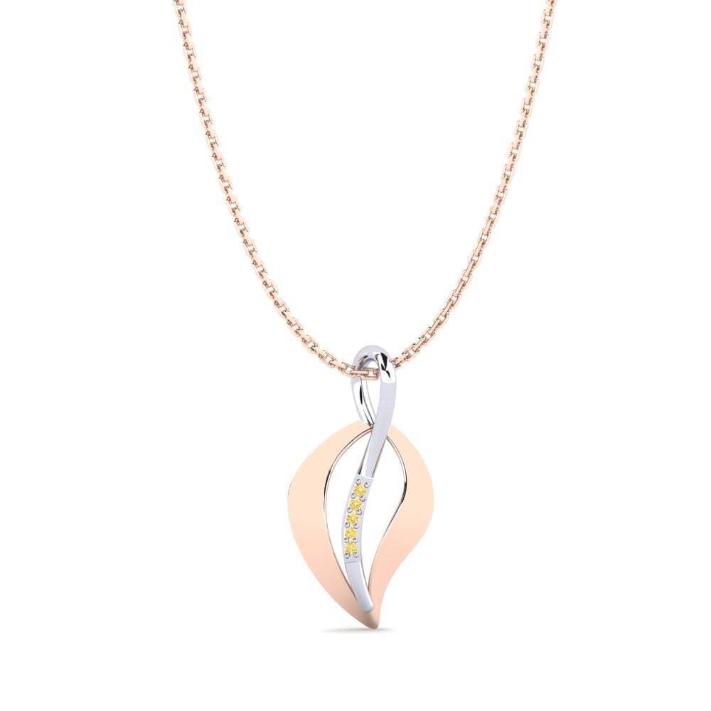 9k Oro Rosa & Blanco Diamante Amarillo Colgante de Mujer Aceline