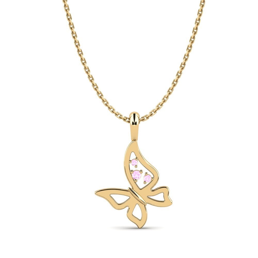14k Yellow Gold Pink Sapphire Women's Pendant Jyotis