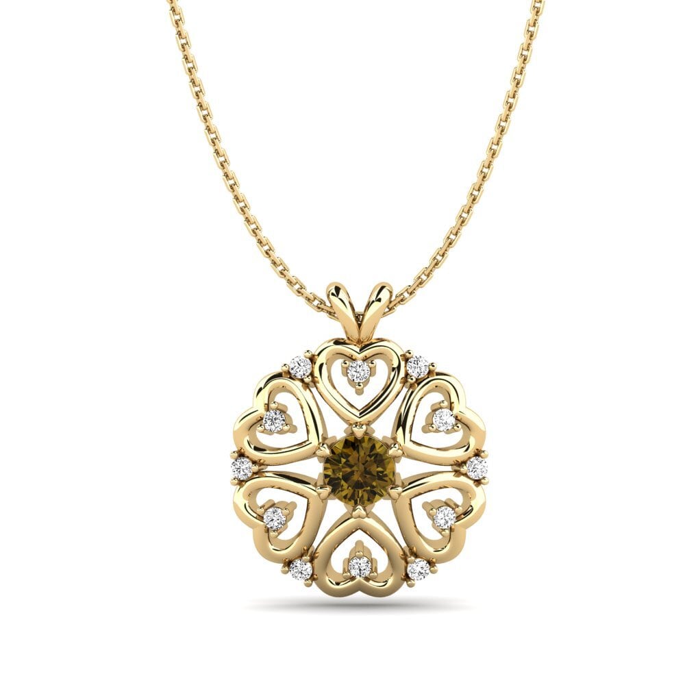 14k Yellow Gold Brown Zircon Women's Pendant Naxos