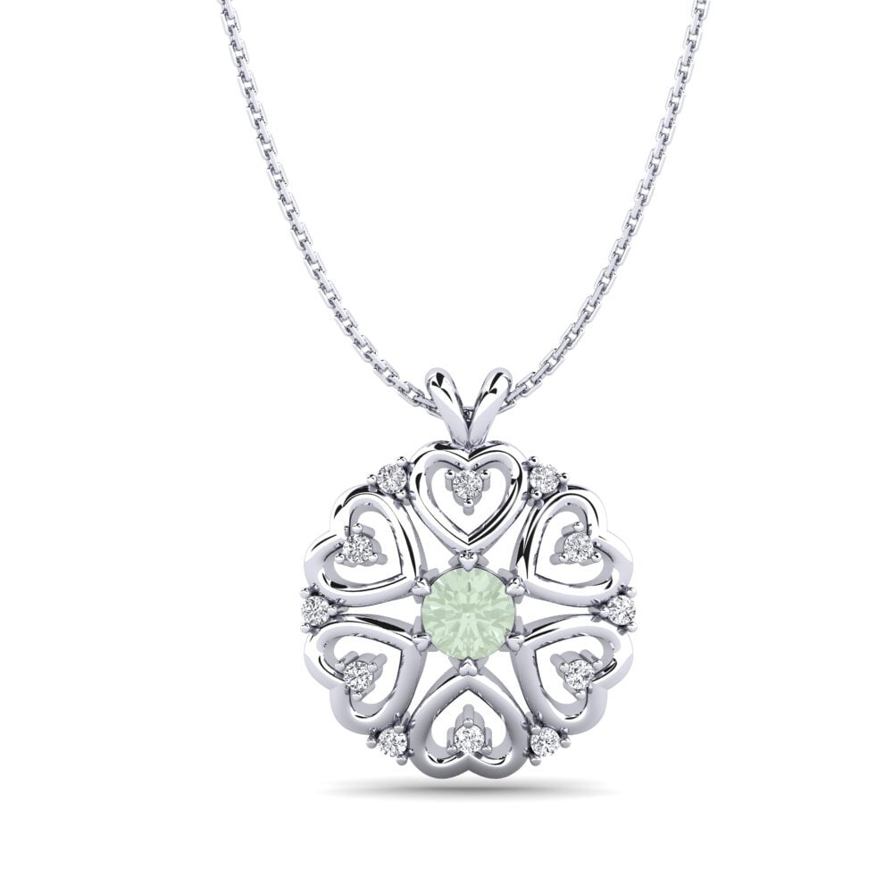 950 Palladium Green Amethyst Women's Pendant Naxos