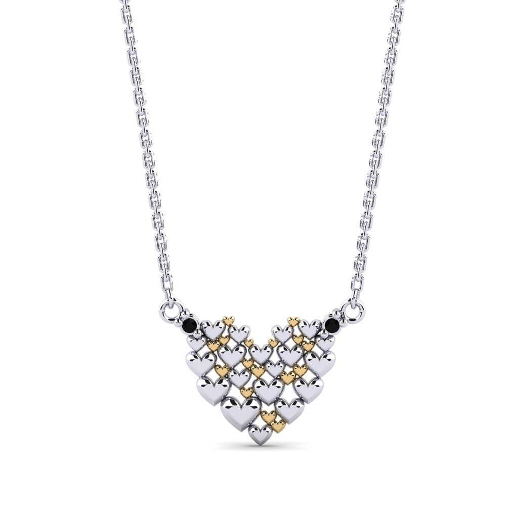 14ct White & Yellow Gold Black Sapphire Women's Necklace Sipura
