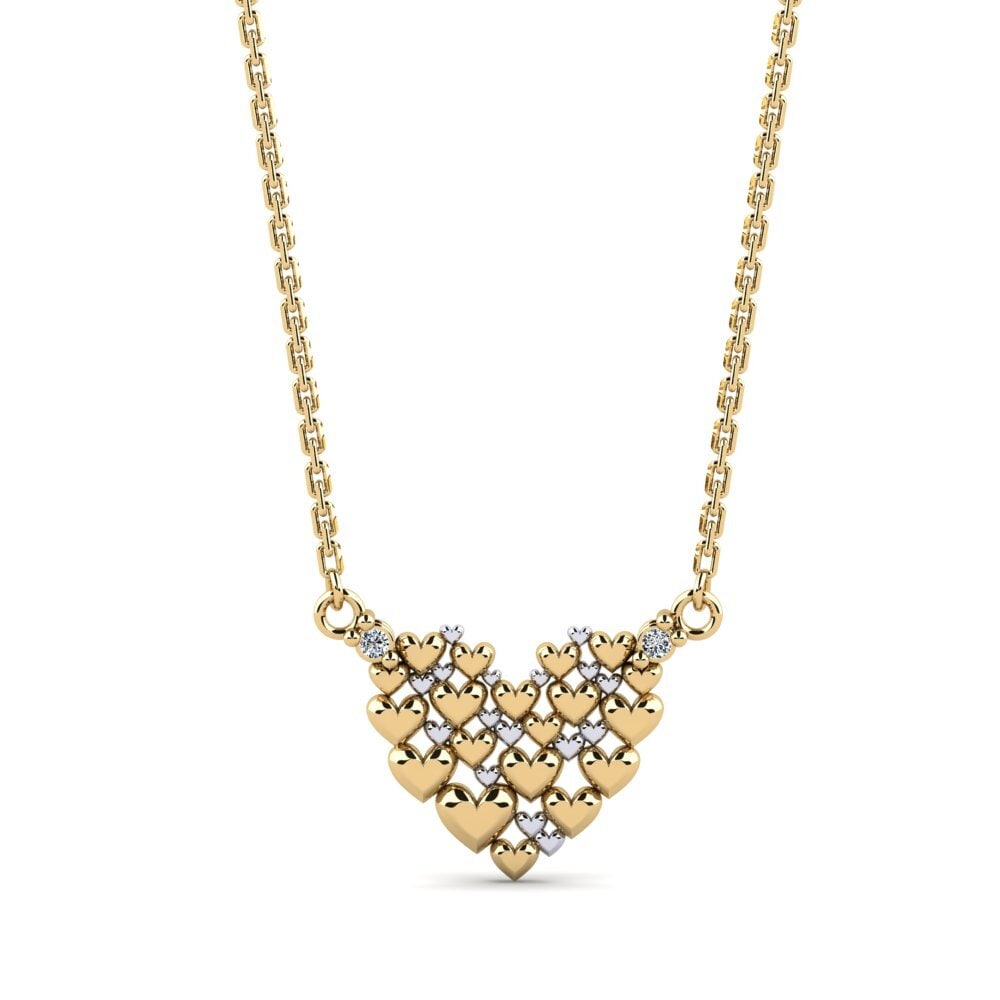 9k Oro Amarillo & Blanco Circonita Collar de Mujer Sipura