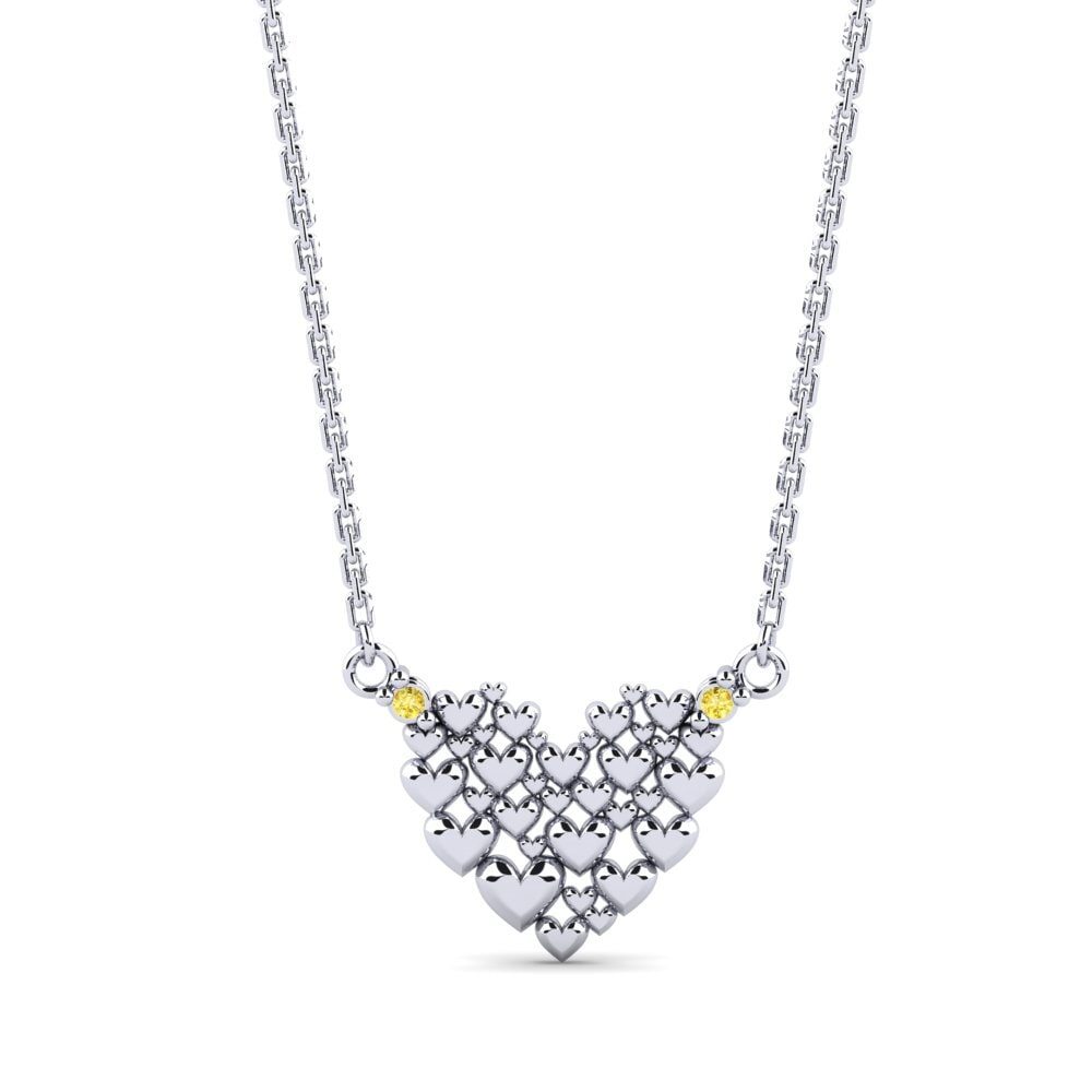 White Silver Yellow Sapphire Women's Necklace Sipura
