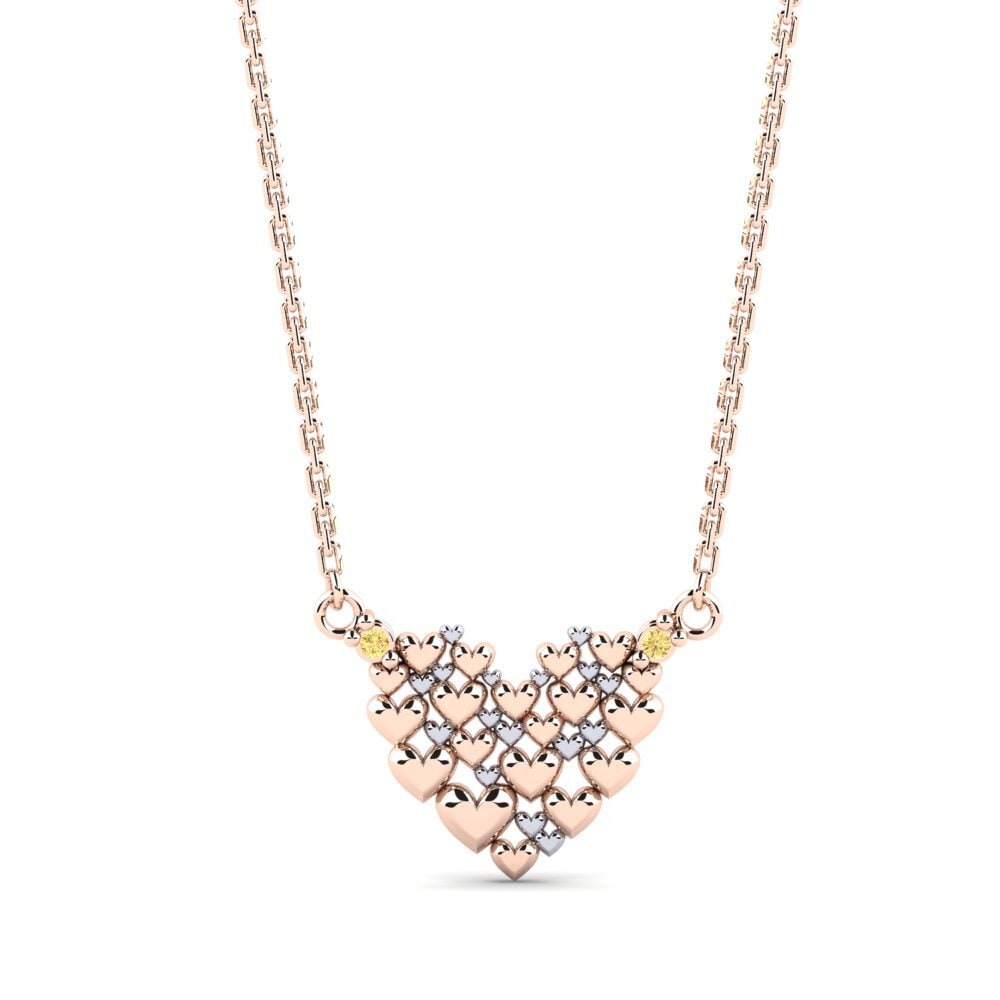 9k Oro Rosa & Blanco Diamante Amarillo Collar de Mujer Sipura