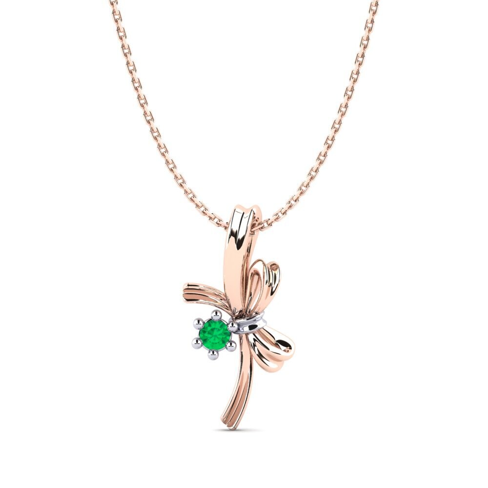 14ct Rose & White Gold Emerald Women's Pendant Sumatra