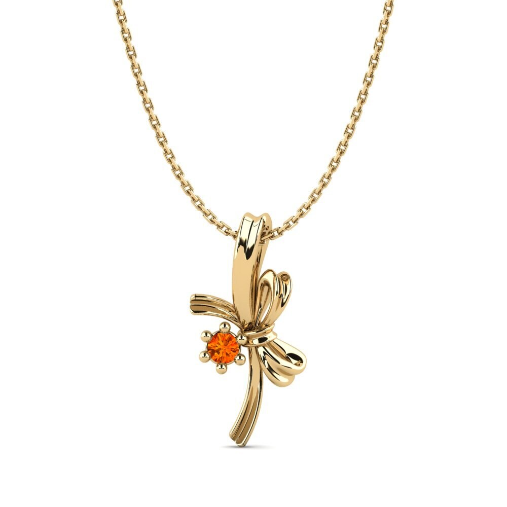 Or Jaune 9k Saphir orange Pendentif pour femme Sumatra