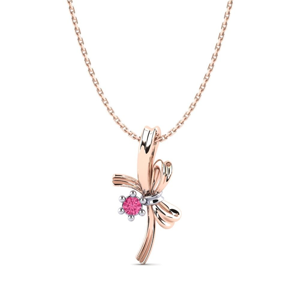 9k Oro Rosa & Blanco Turmalina rosa Colgante de Mujer Sumatra