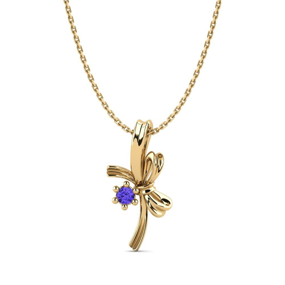 Gelbgold 585 Tansanit Damen anhänger Sumatra