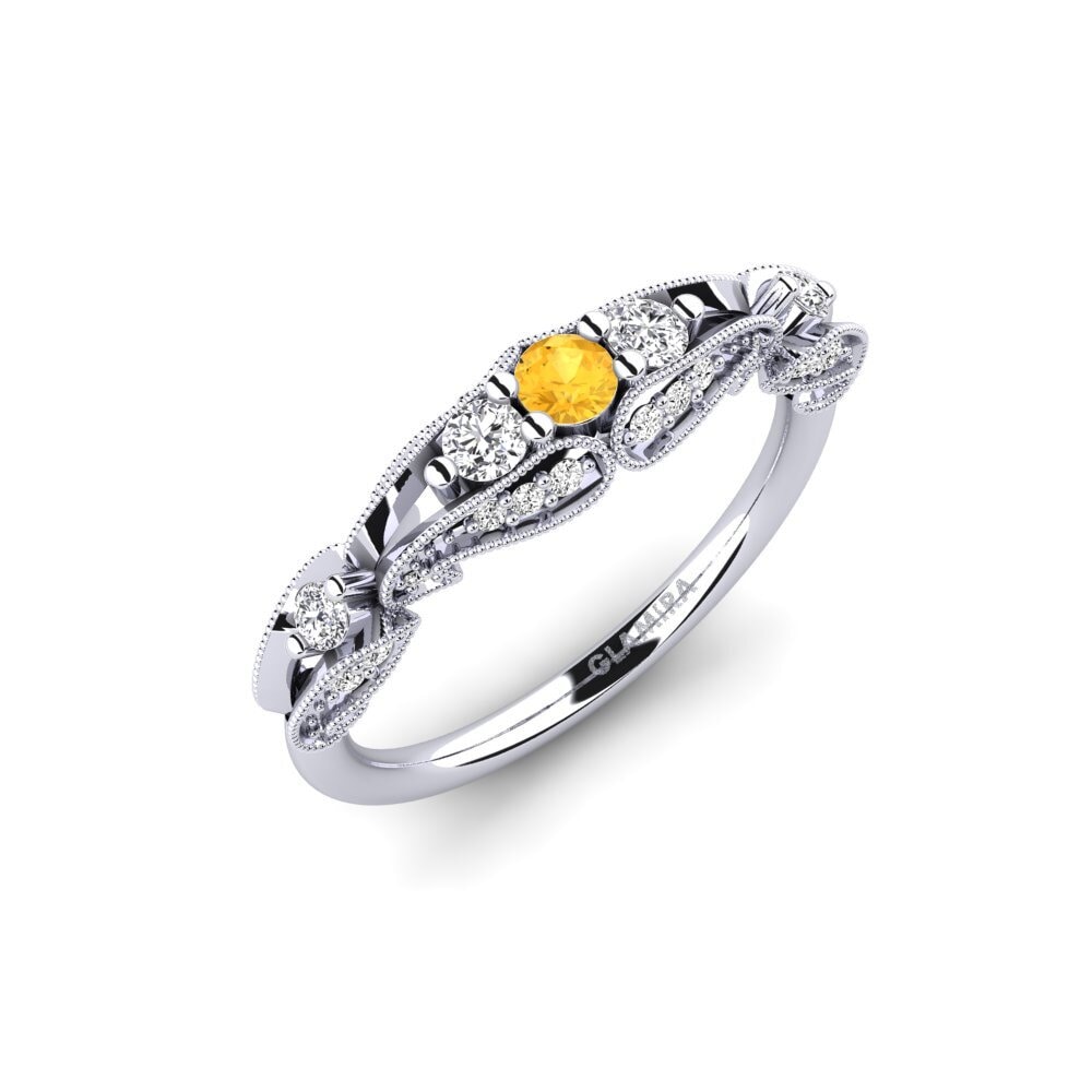 9ct White Gold Citrine Engagement Ring Ambrogia