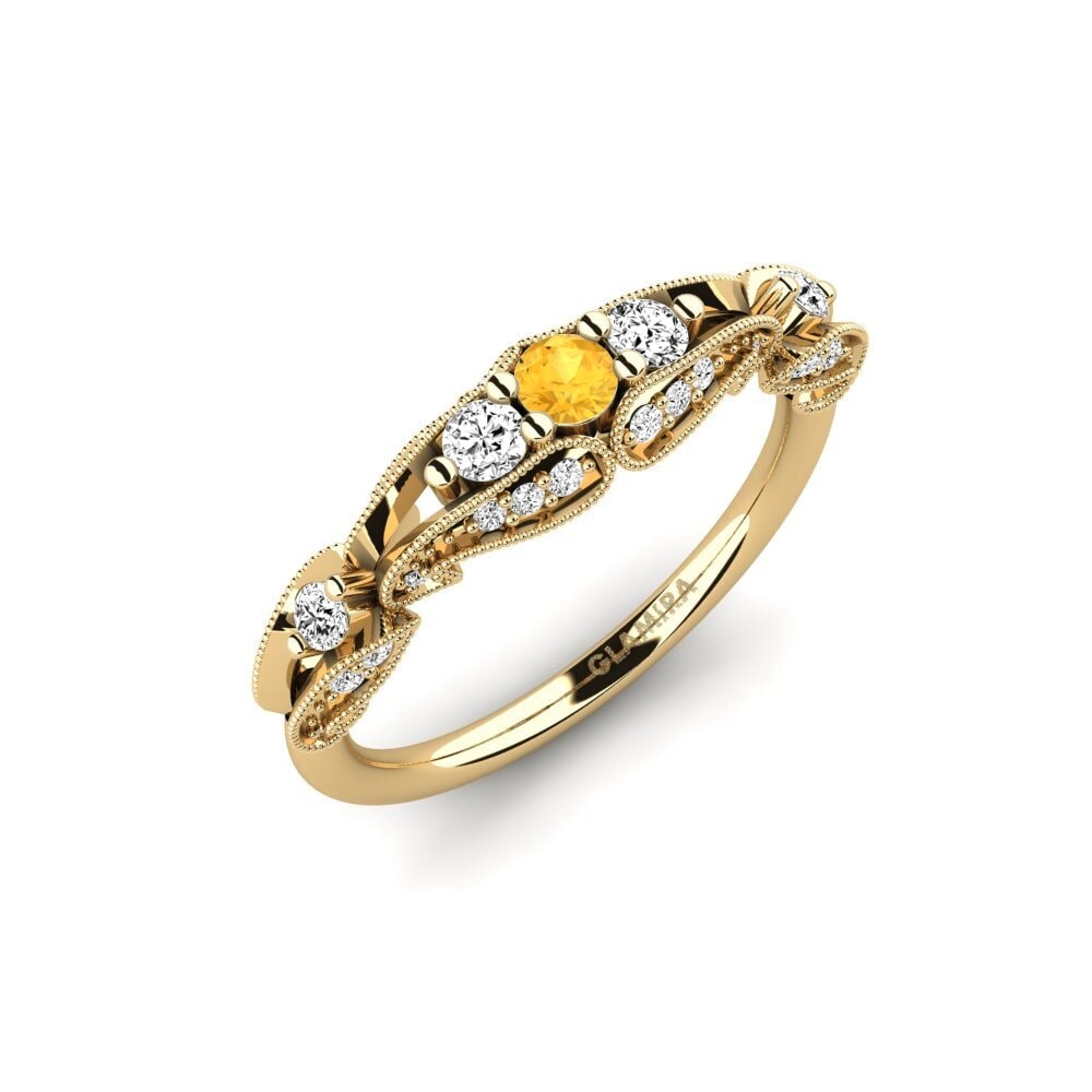 18k Oro Amarillo Citrino Anillo de compromiso Ambrogia