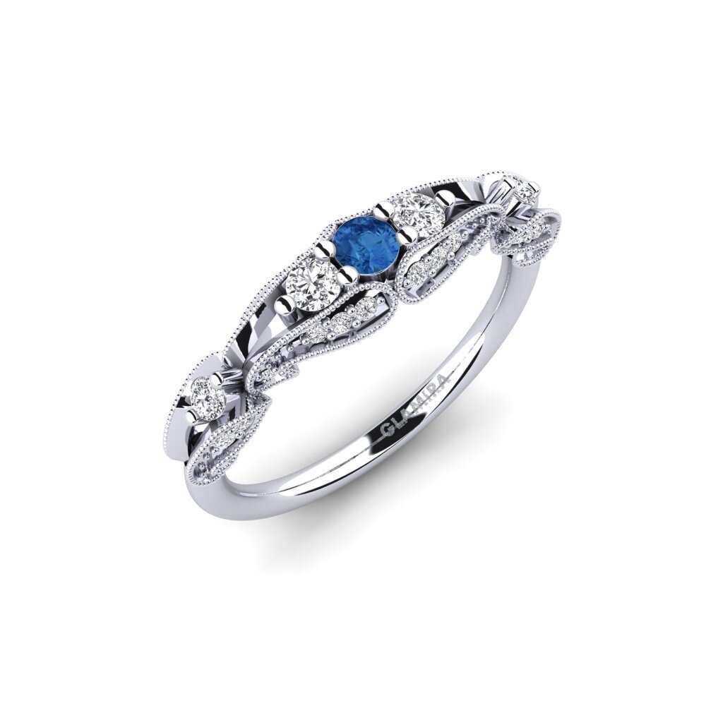 Dark Blue Zirconia Engagement Ring Ambrogia