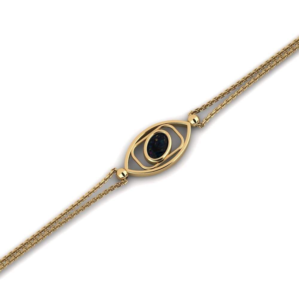14ct Yellow Gold Black Opal Women's Bracelet Aboard