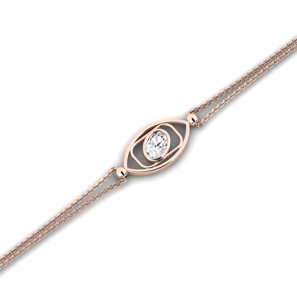 9ct Rose Gold White Zircon Women's Bracelet Aboard