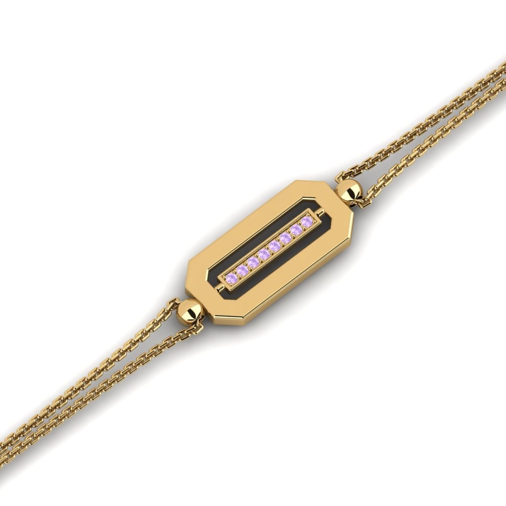 14ct Yellow Gold Amethyst Women's Bracelet Ashlar