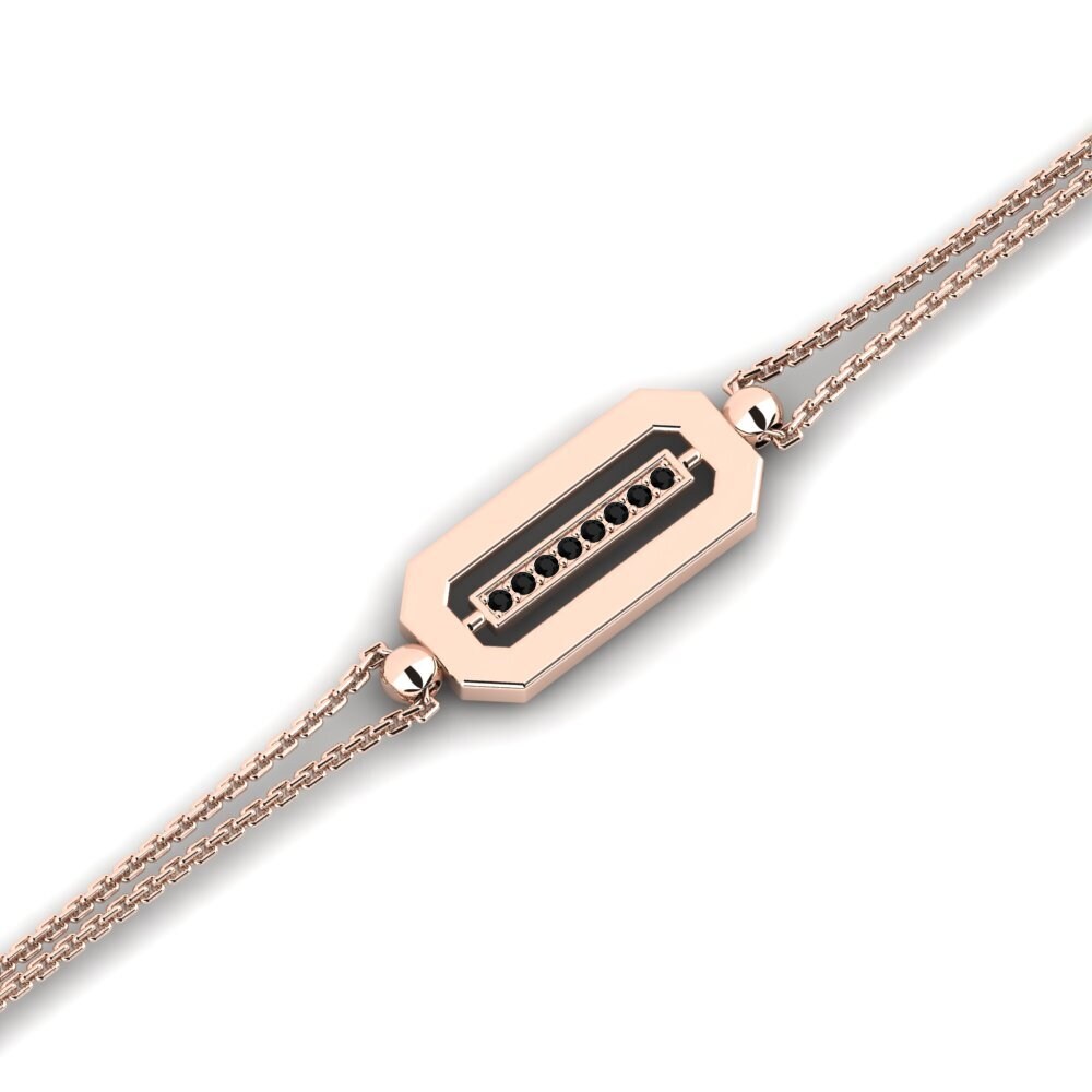 9ct Rose Gold Black Sapphire Women's Bracelet Ashlar