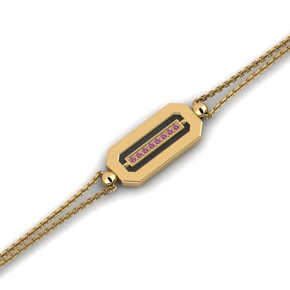 14ct Yellow Gold Rhodolite Garnet Women's Bracelet Ashlar