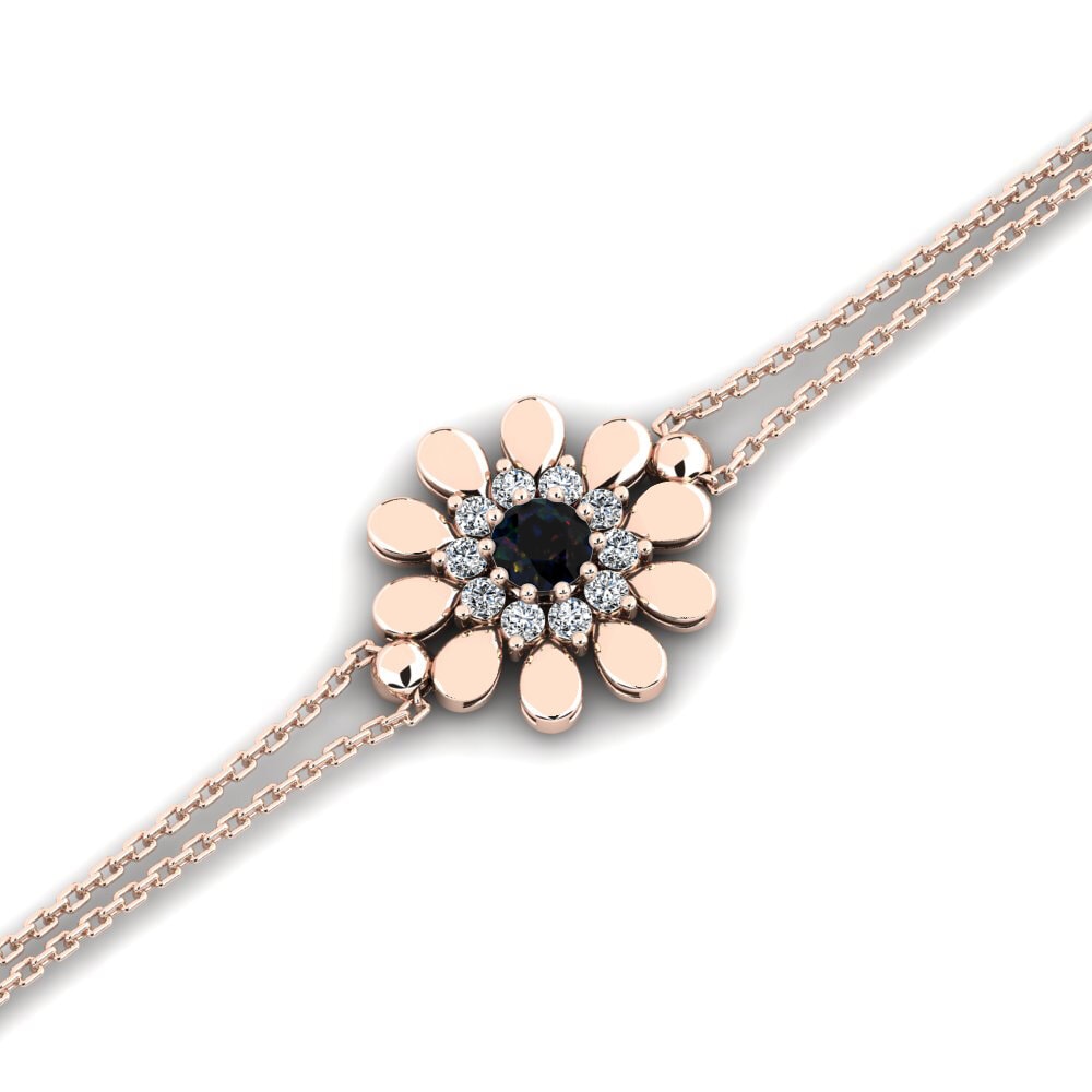 9ct Rose Gold Black Opal Women's Bracelet Baskeson