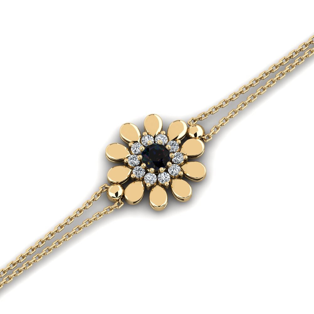 14ct Yellow Gold Black Opal Women's Bracelet Baskeson