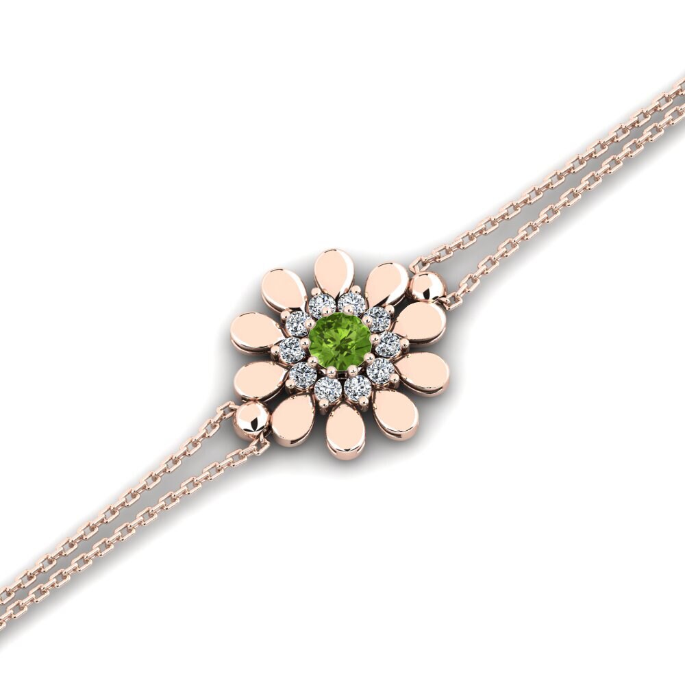 9ct Rose Gold Peridot Women's Bracelet Baskeson