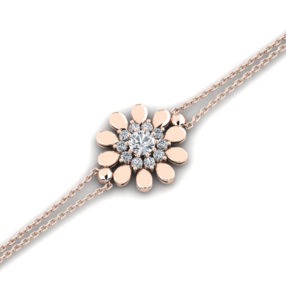 9ct Rose Gold White Zircon Women's Bracelet Baskeson