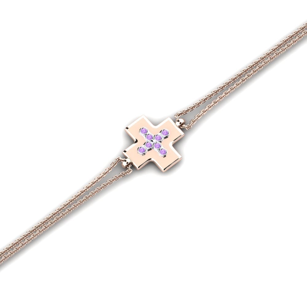 9ct Rose & White Gold Amethyst Women's Bracelet Ecrema
