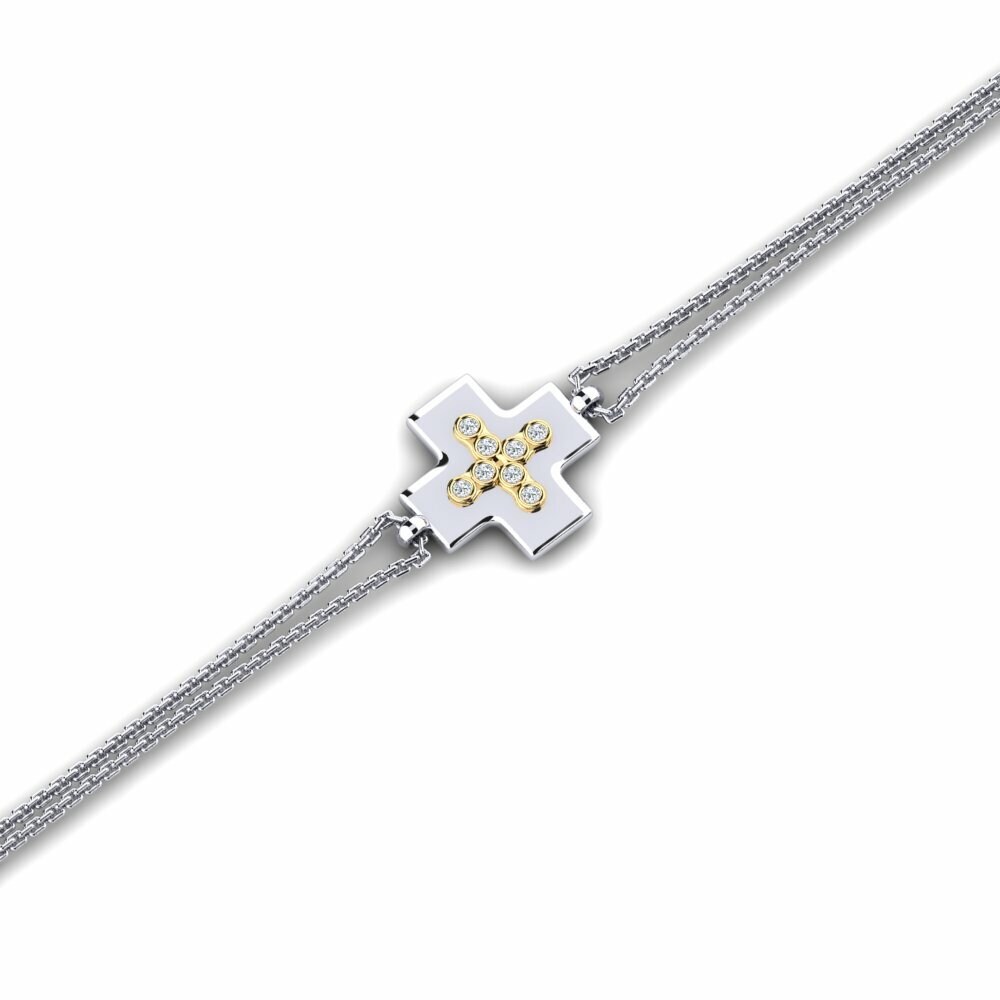 9k Oro Blanco & Amarillo Pulsera de Mujer Ecrema