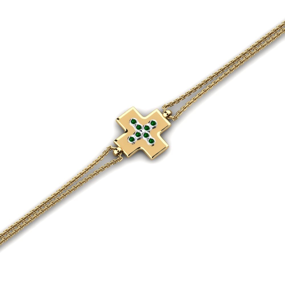 9ct Yellow & White Gold Green Zirconia Women's Bracelet Ecrema