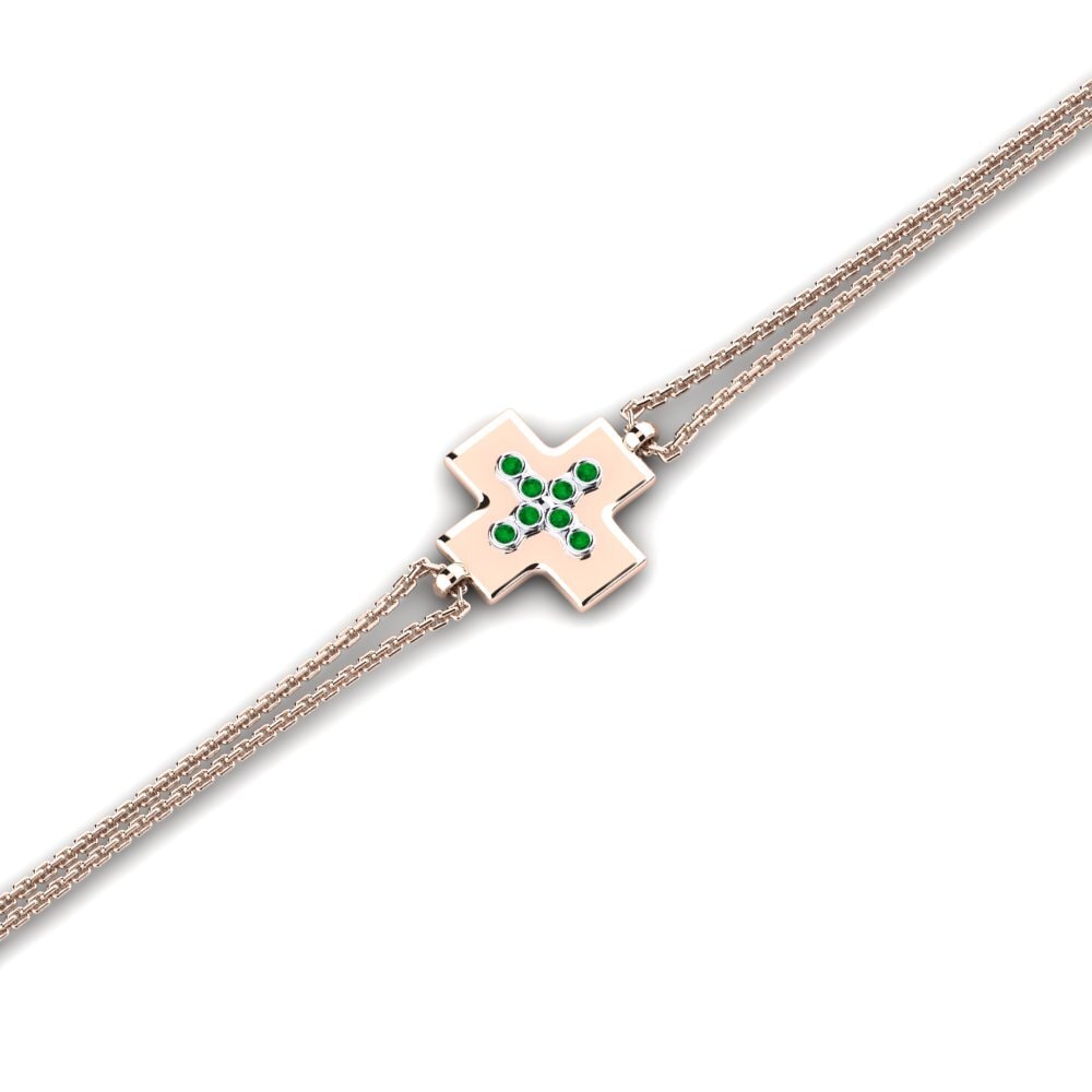 9ct Rose & White Gold Emerald Women's Bracelet Ecrema