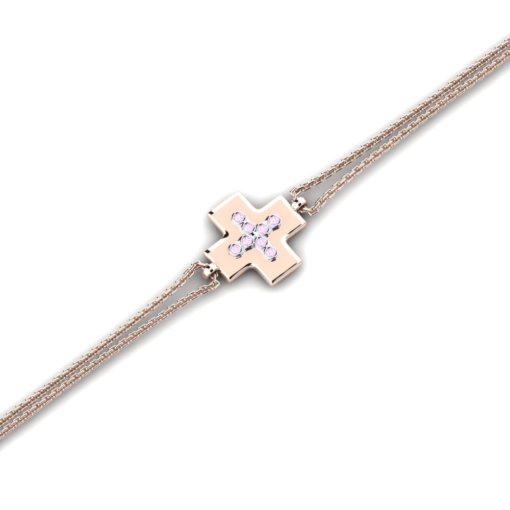 9ct Rose & White Gold Pink Sapphire Women's Bracelet Ecrema