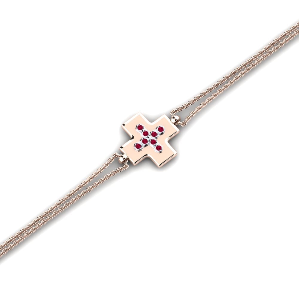 9ct Rose & White Gold Ruby Women's Bracelet Ecrema