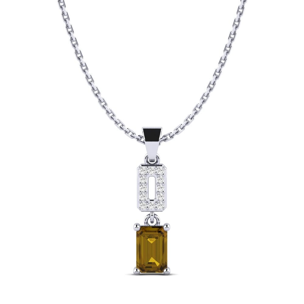 Paladio 950 Circón Marrón Colgante de Mujer Aizenay